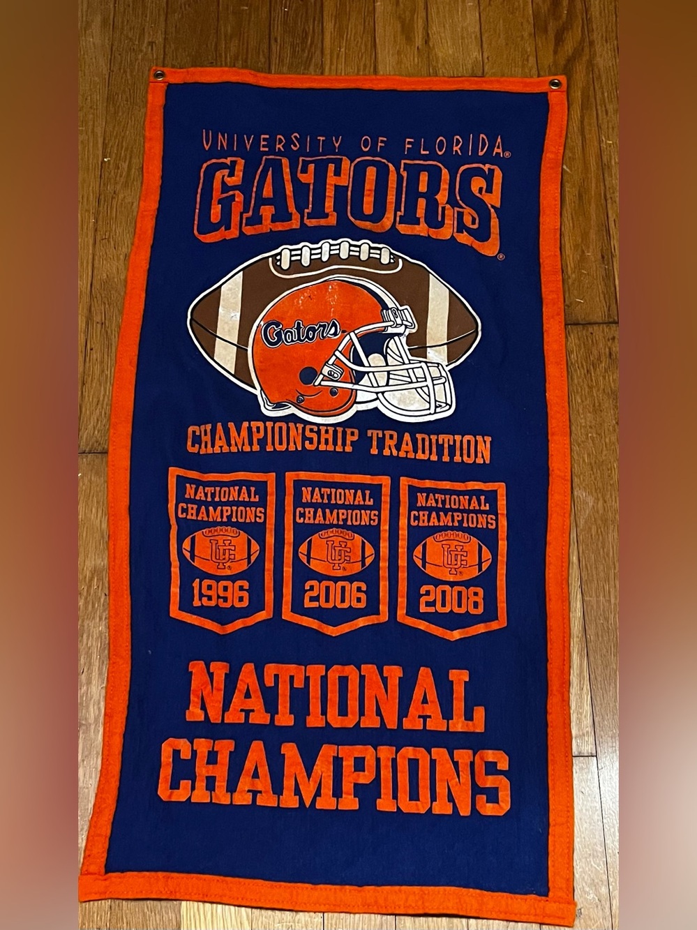 University of Florida Gators Navy and Orange Championship banner vintage